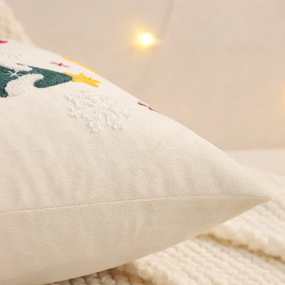 Embroidery Christmas Throw Pillow Cover