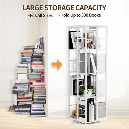 Rotating 4-Storey Square Bookshelf