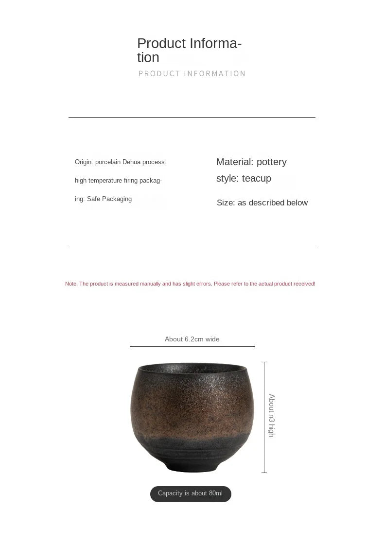 Japanese Style Handmade Stoneware Tea Cup