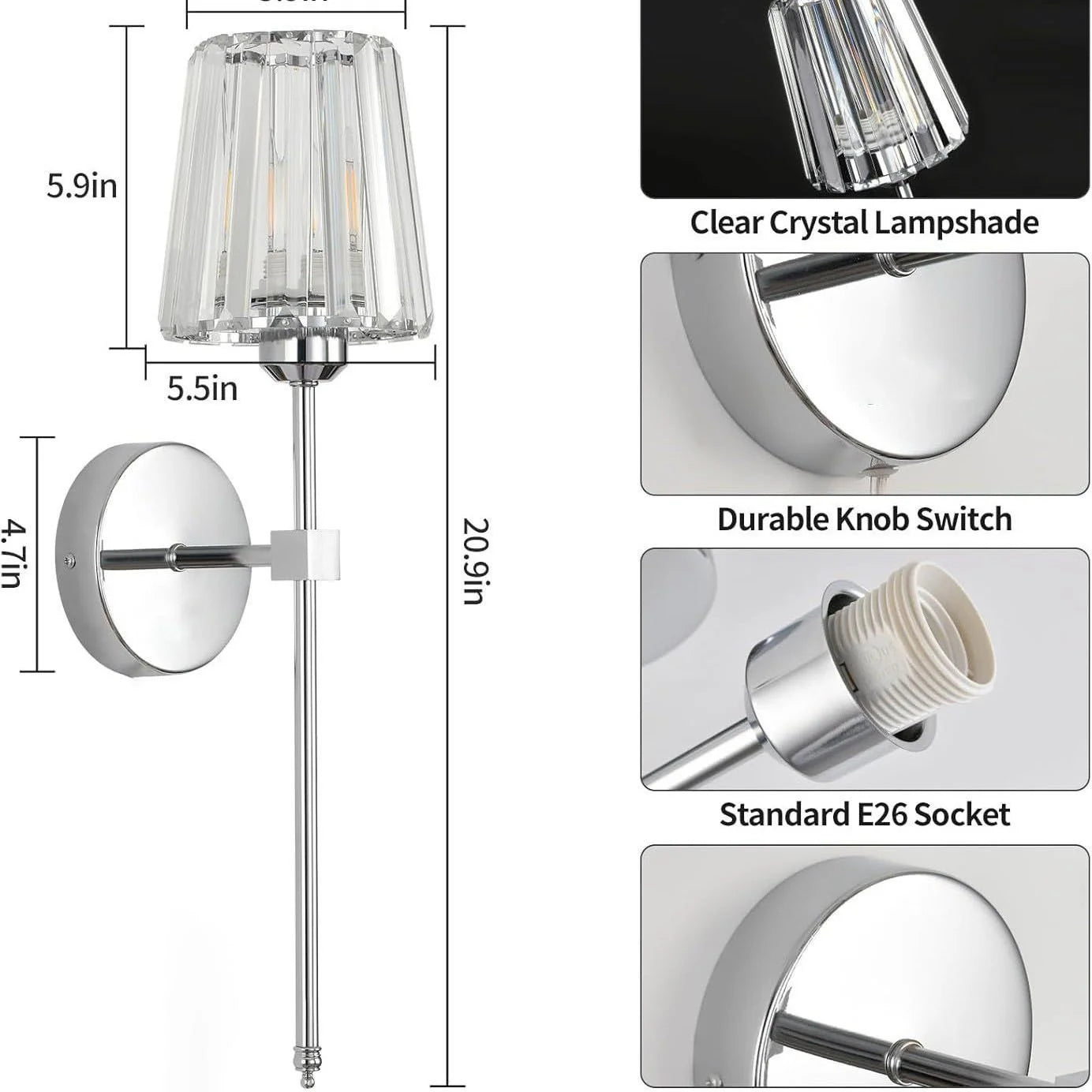 Wire Free Crystal Wall Lamp
