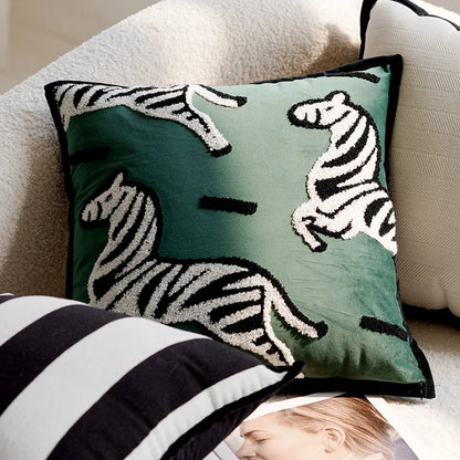 Pony Animal Embroidered Throw Pillow Cover