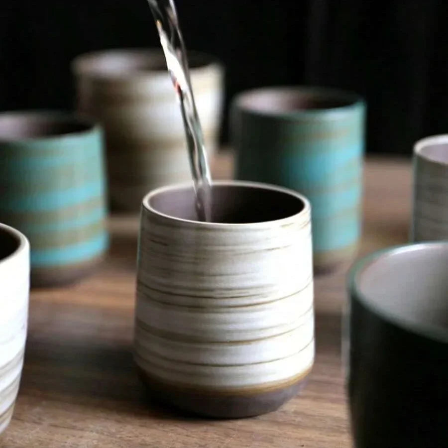 Hand-Painted Crackle Glaze Stoneware Mug