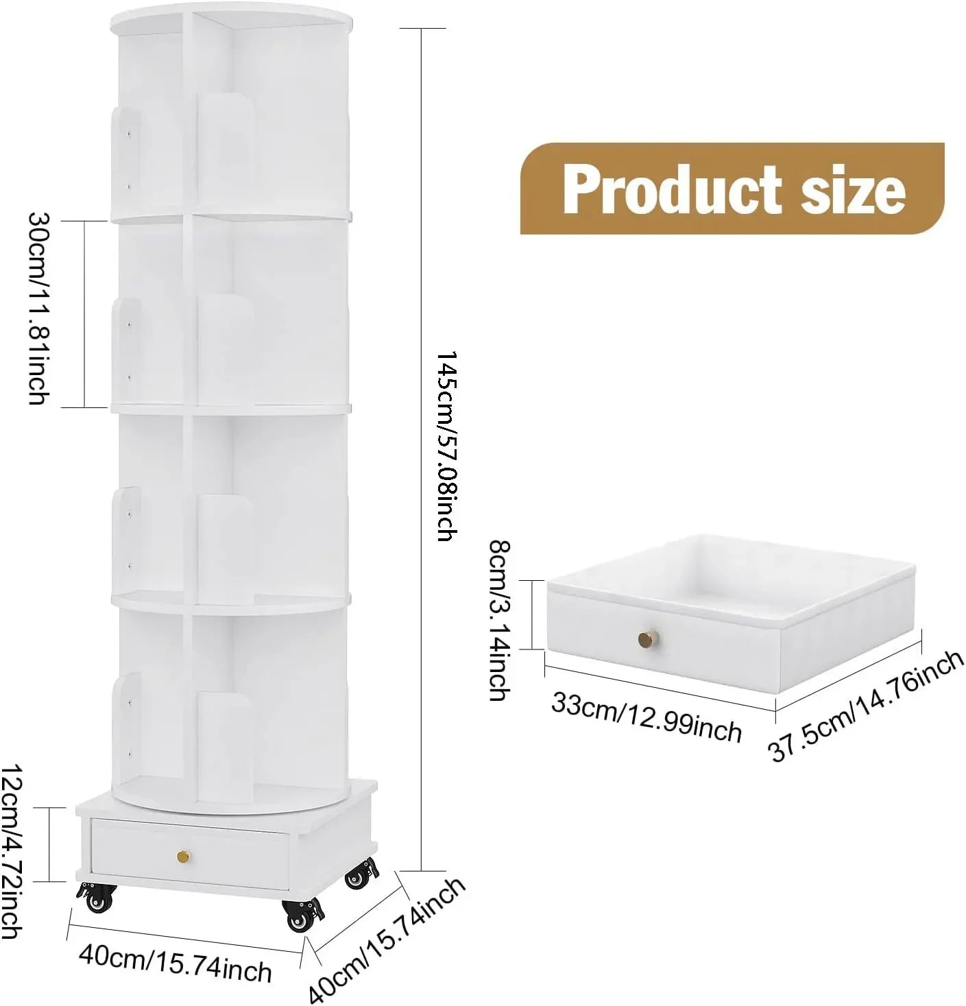 Wooden 4-layer Corner Bookshelf