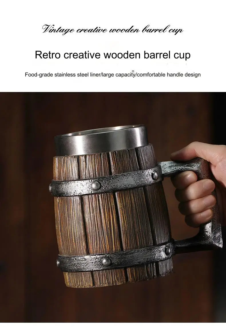 Wooden Barrel Beer Mug