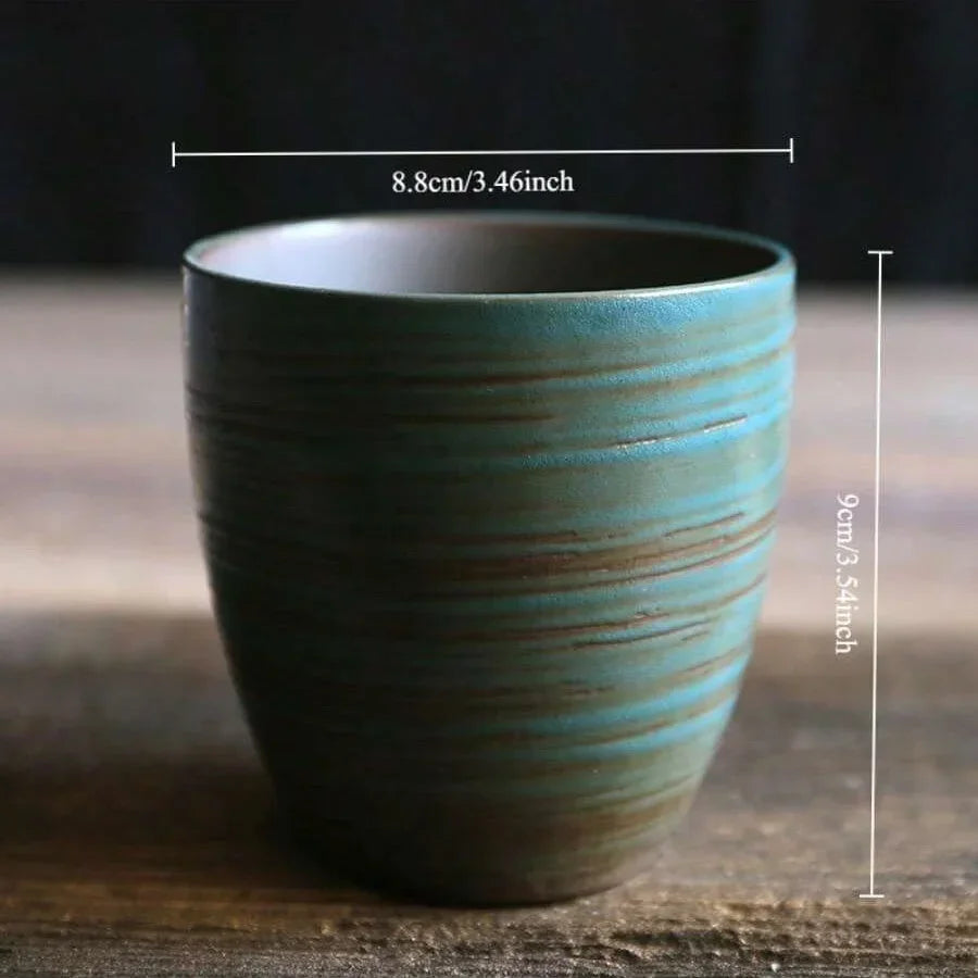 Hand-Painted Crackle Glaze Stoneware Mug