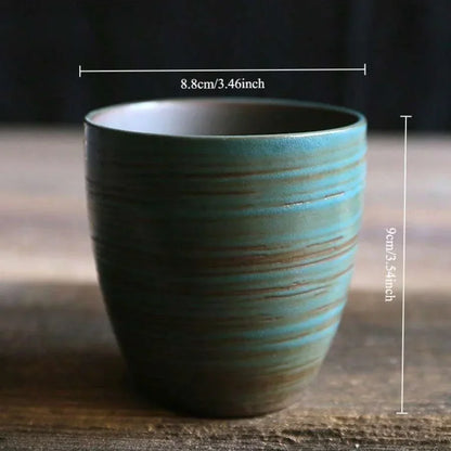 Hand-Painted Crackle Glaze Stoneware Mug