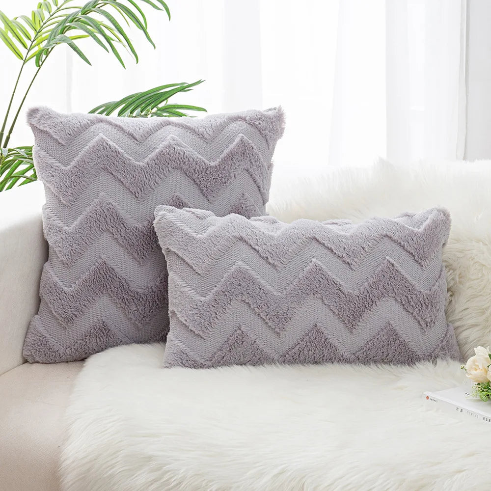 Wave Pattern Plush Throw Pillow