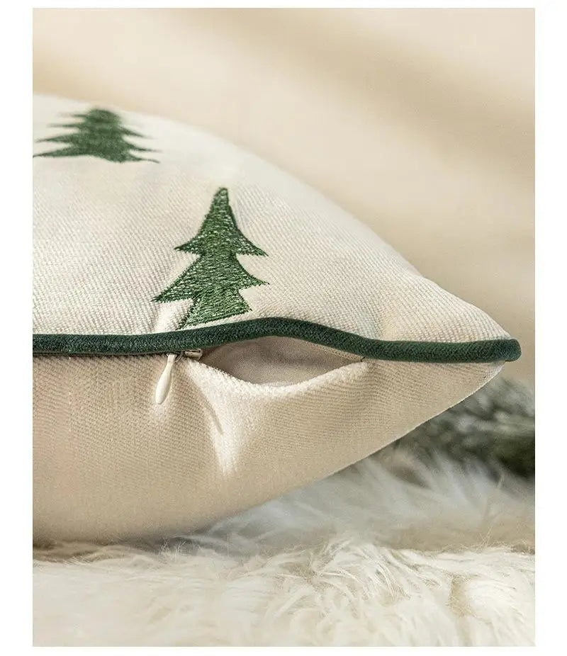 Christmas Tree Embroidery Throw Pillow Cover