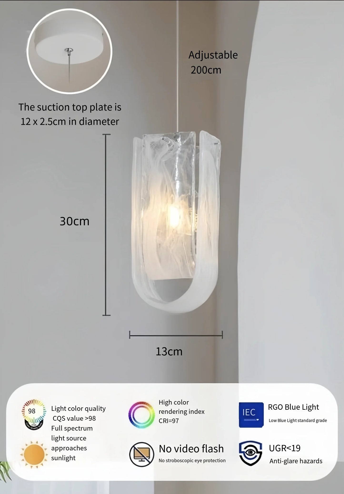 Modern Glass Hanging Art Chandelier