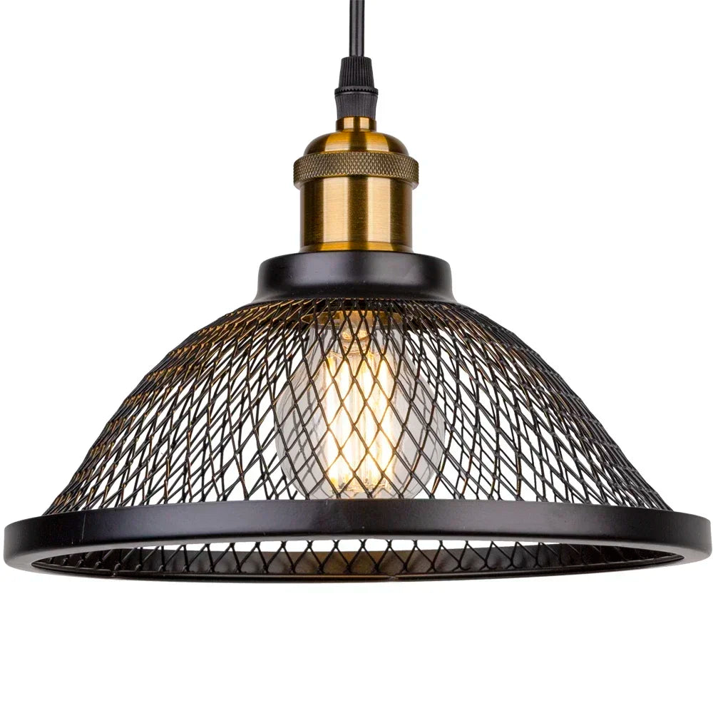 Vintage Black Net-Cage Pendant Light