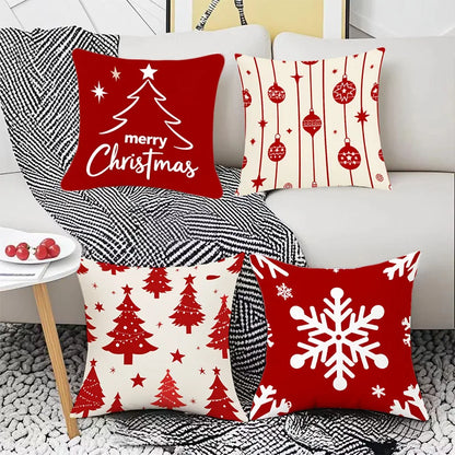 Christmas Tree Snowflake Print Pillowcase