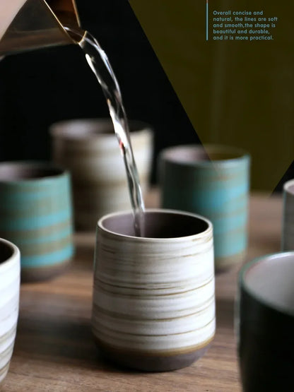 Hand-Painted Crackle Glaze Stoneware Mug