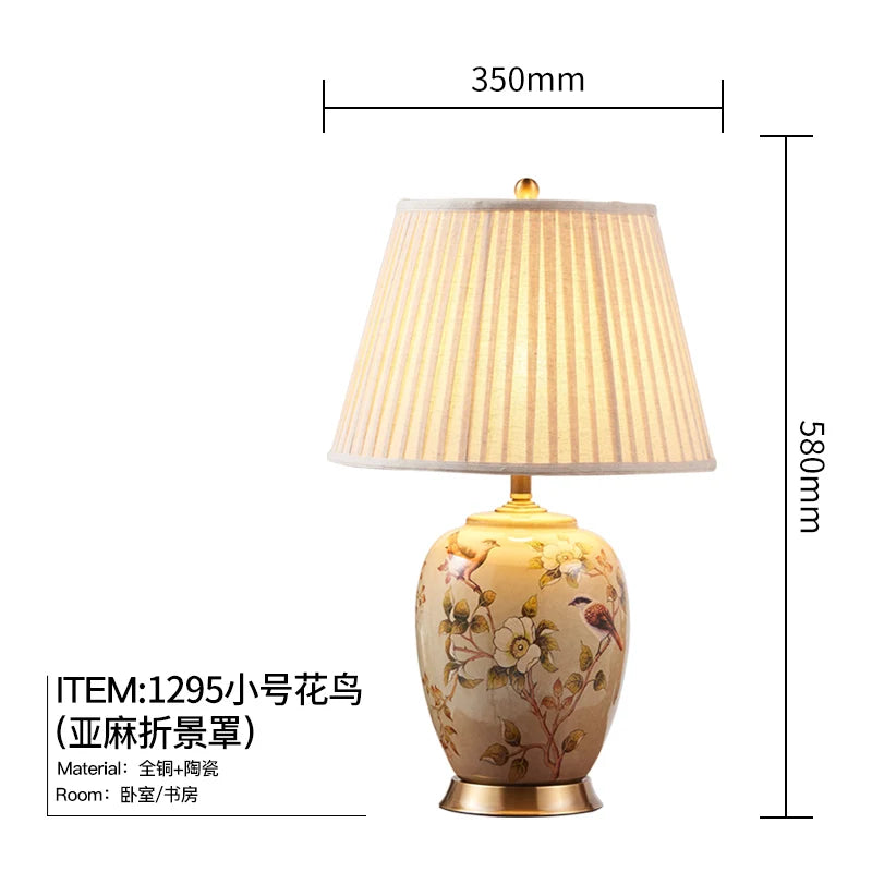 Large Floral Ceramic Table Lamp