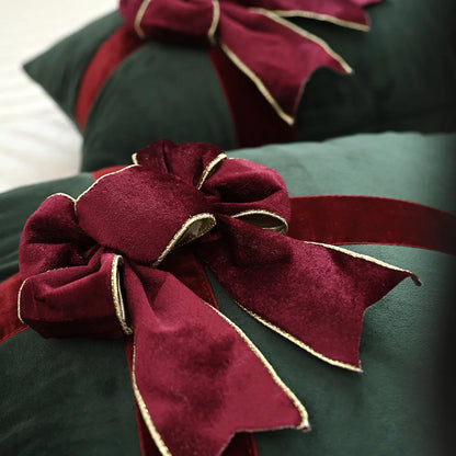 Embroidered Christmas Atmosphere Throw Pillowcase