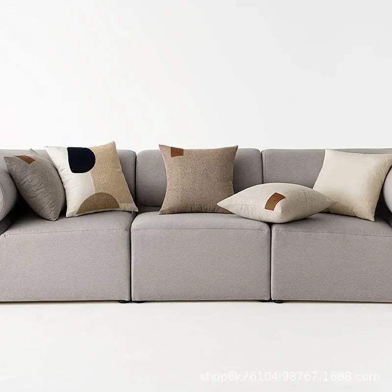 Leather Label Pillow Cover