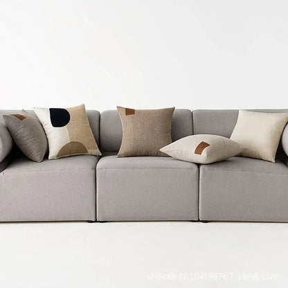 Leather Label Pillow Cover