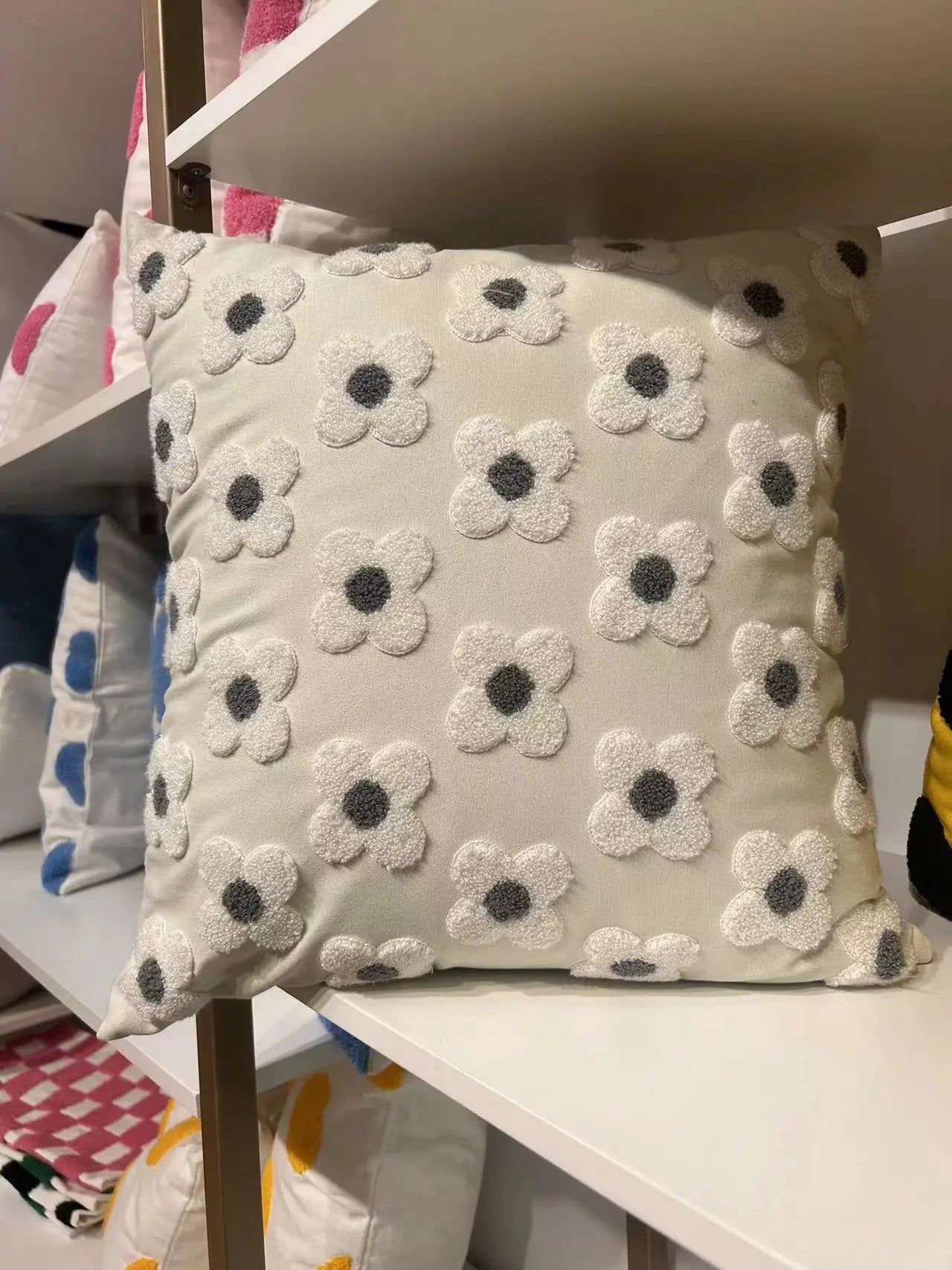 Daisy Embroidery Throw Pillow Covers