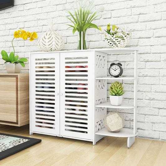 Double Door Shoe Cabinet 4-Layer