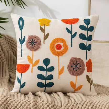 Blue Cute & Floral Throw Pillow Cover