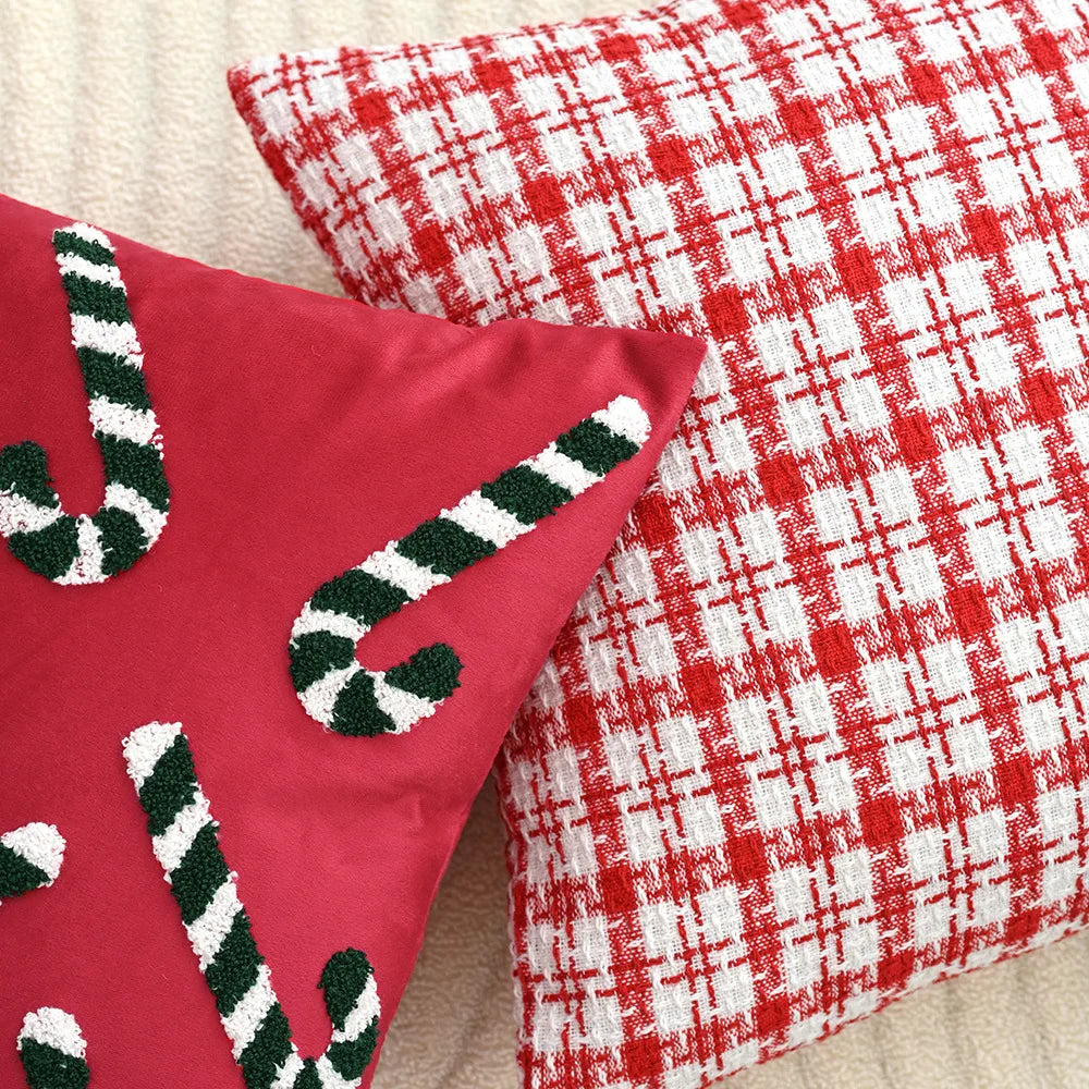 Embroidered Christmas Atmosphere Throw Pillowcase