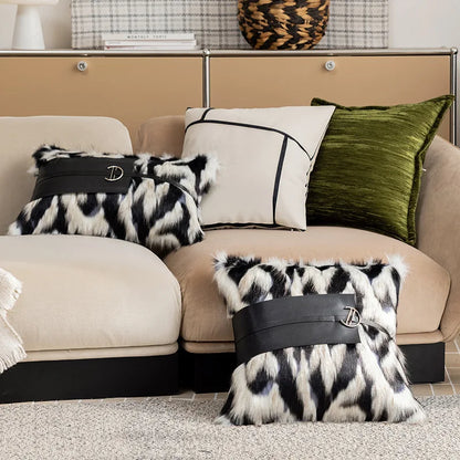 Black Plush Throw Pillow Cover