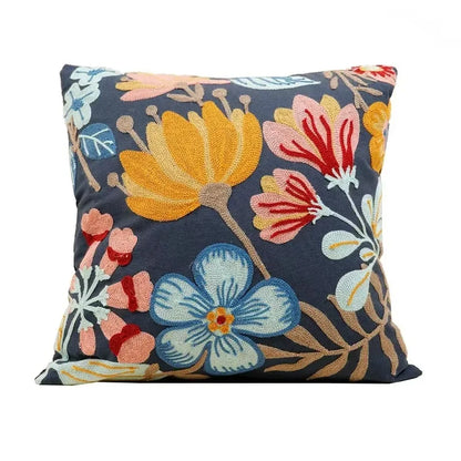 Blue Cute & Floral Throw Pillow Cover