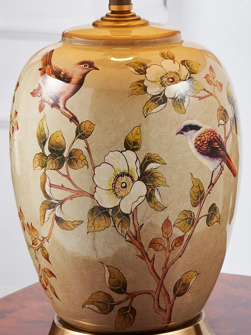 Large Floral Ceramic Table Lamp