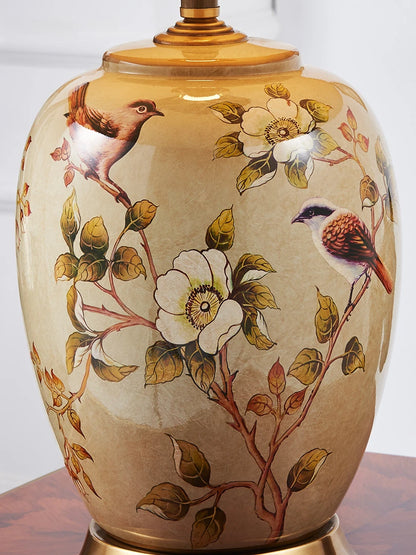 Large Floral Ceramic Table Lamp