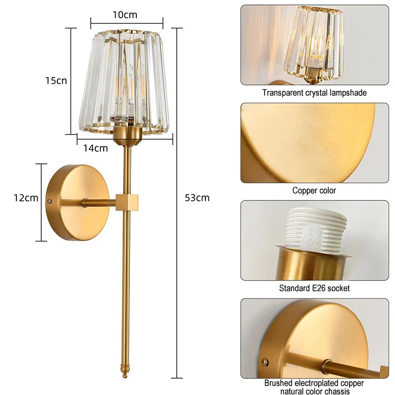 Wire Free Crystal Wall Lamp