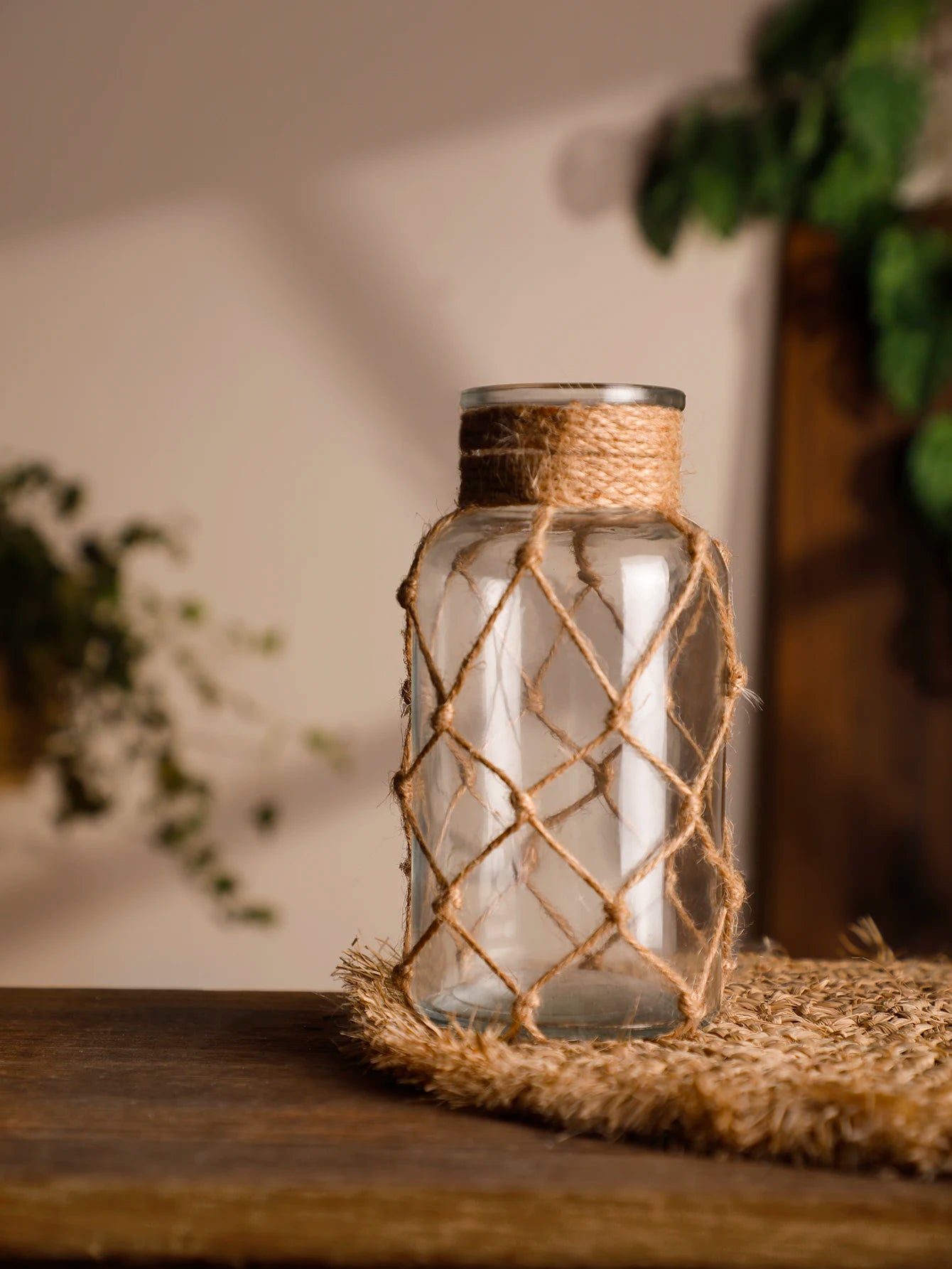 Woven Hemp Rope Glass Vase