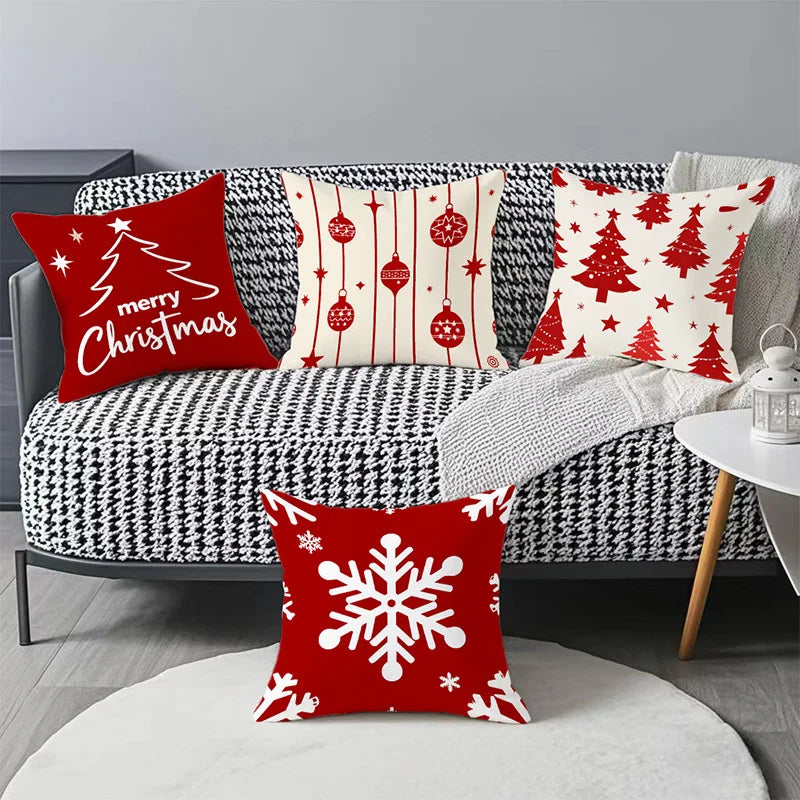 Christmas Tree Snowflake Print Pillowcase