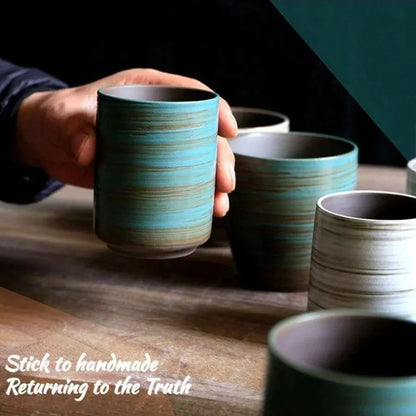 Hand-Painted Crackle Glaze Stoneware Mug