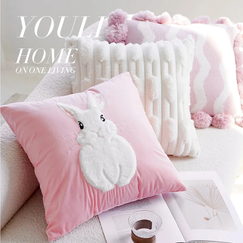 Pink Cute Throw Pillow Cover