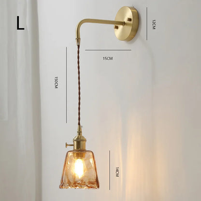 Retro Flower Style Glass Wall Lamp