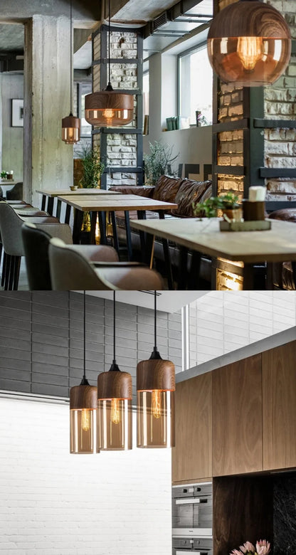 Vintage Wood Pendant Light