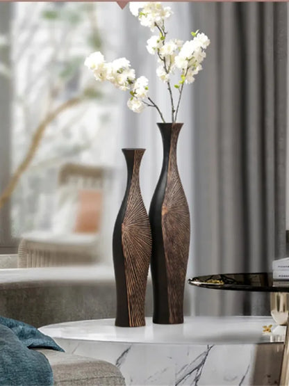 Vertical Black Resin Vase
