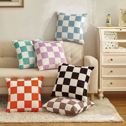 Fashion Checkerboard Plaid Cushion Cover