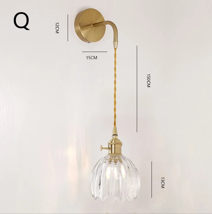 Retro Flower Style Glass Wall Lamp