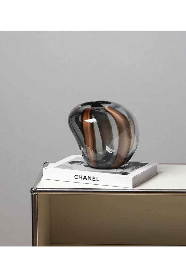 Colored Striped Glass Vase