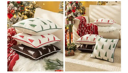 Christmas Tree Embroidery Throw Pillow Cover