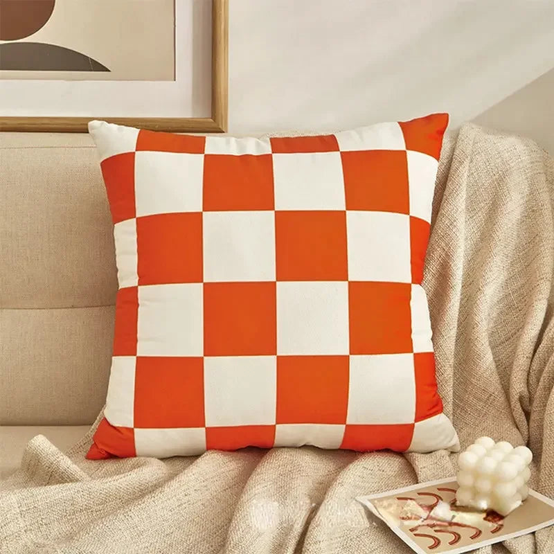 Fashion Checkerboard Plaid Cushion Cover