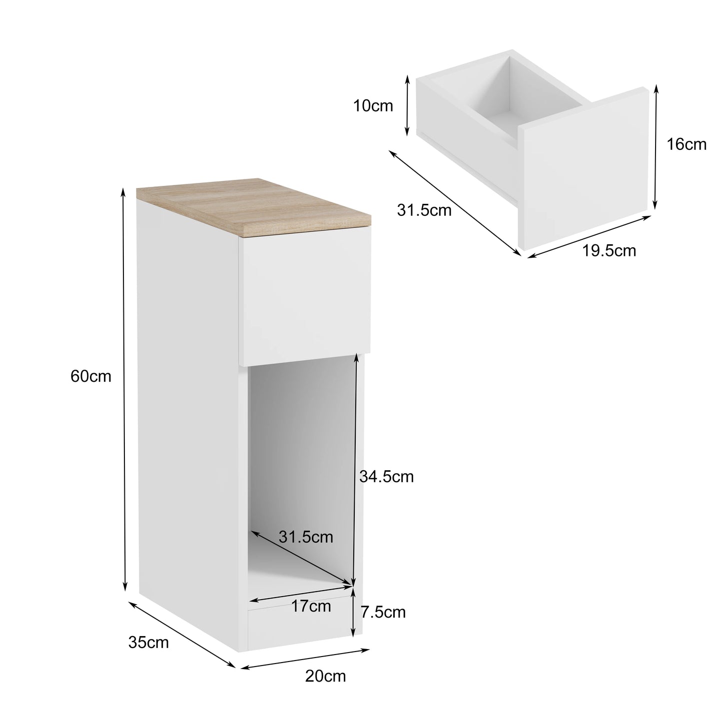 Modern Slim Tall Bedside Table