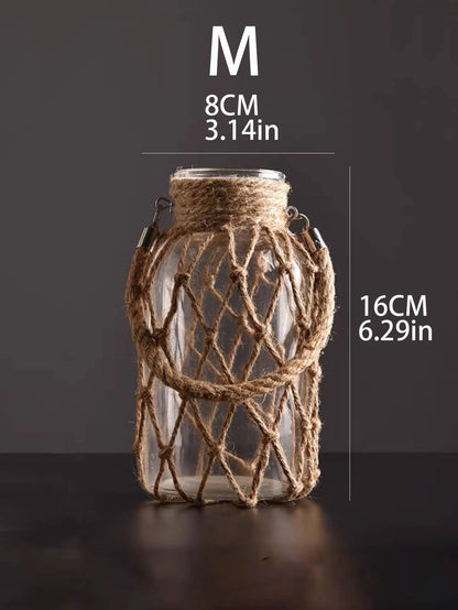 Woven Hemp Rope Glass Vase
