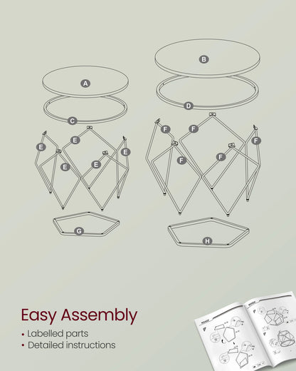 VASAGLE Round Coffee Table, Set of 2