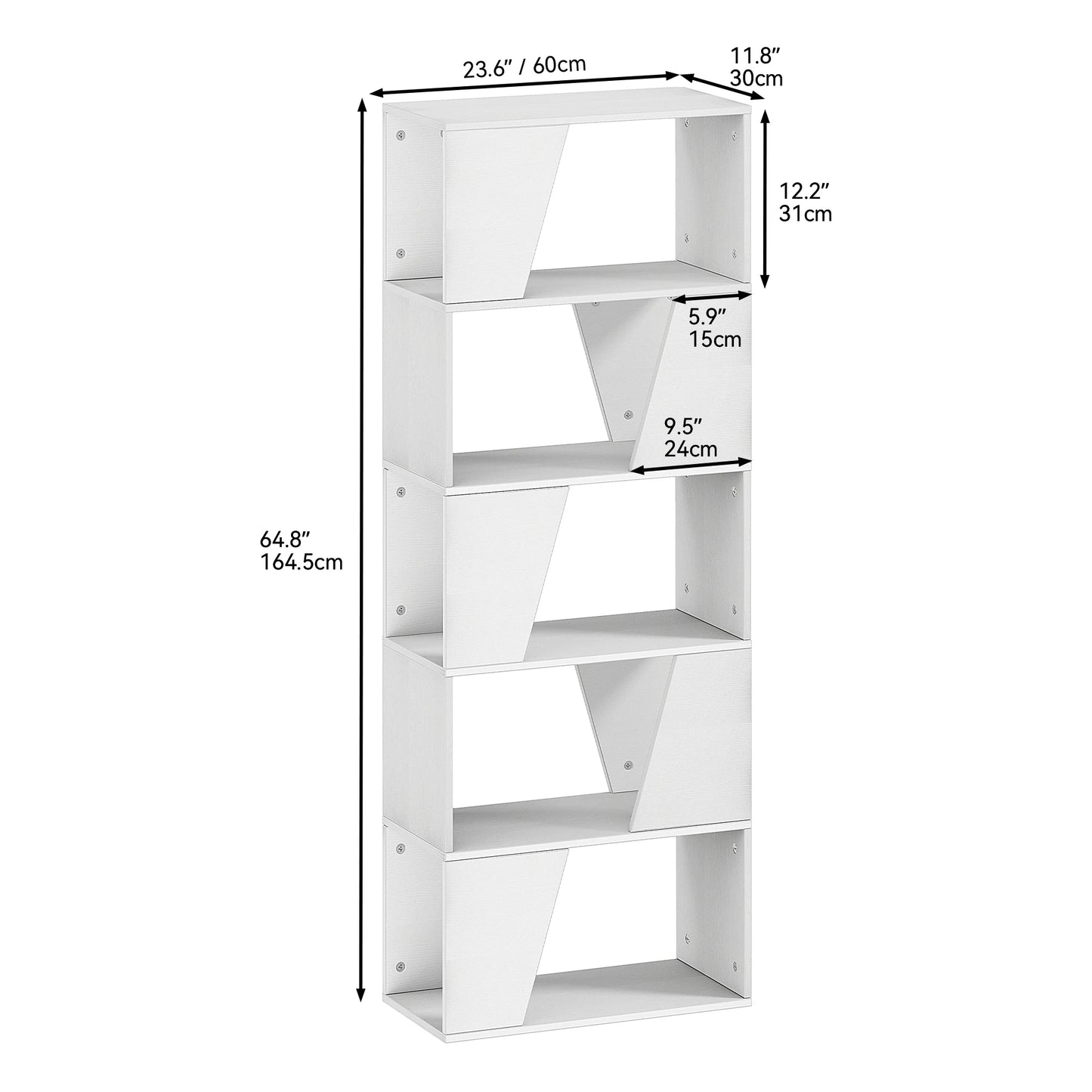 White 5-Tier Bookcase