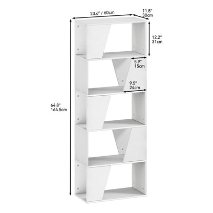 White 5-Tier Bookcase