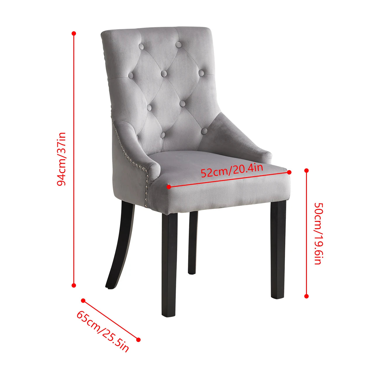 BonChoice Velvet Dining Chairs with Knocker Studded Black Legs