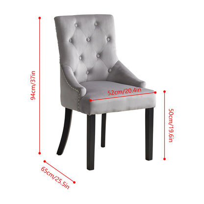 BonChoice Velvet Dining Chairs with Knocker Studded Black Legs