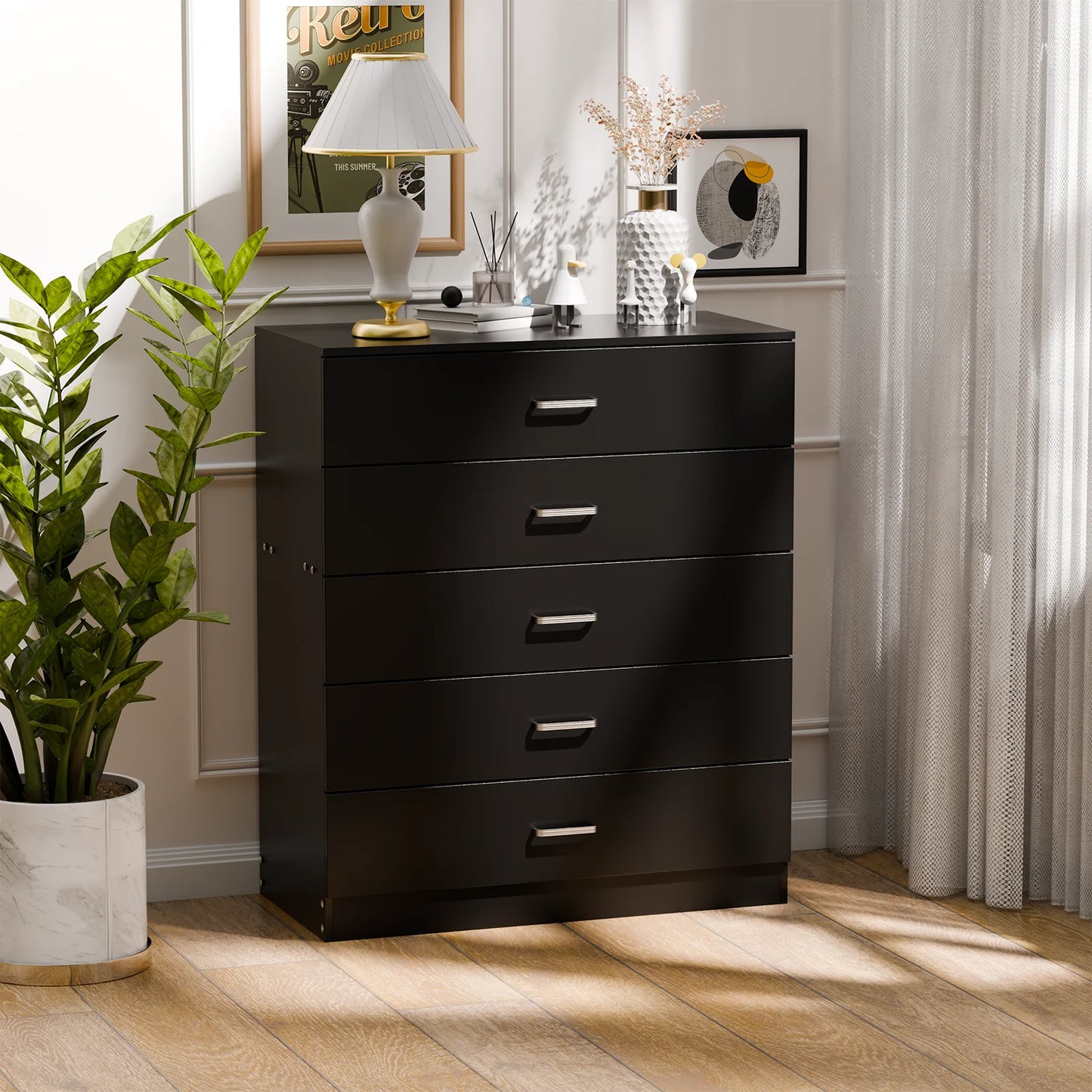 5 Drawer Wood Cabinet Dresser