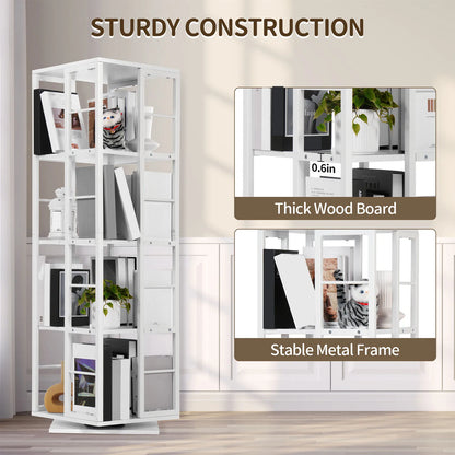 Rotating 4-Storey Square Bookshelf